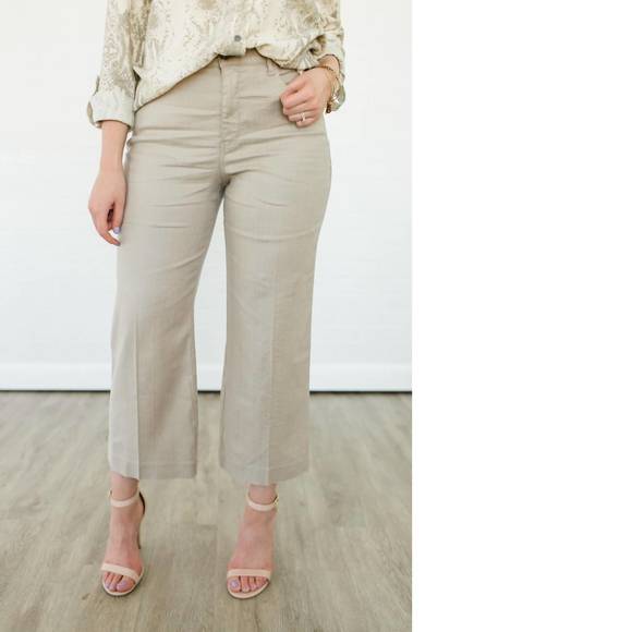 Nwt level99 anabelle cropped wide-leg trouser in tan - Picture 3 of 5